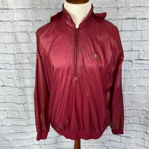 Duckster vintage quarter zip pullover w/store away hood maroon men sz XL